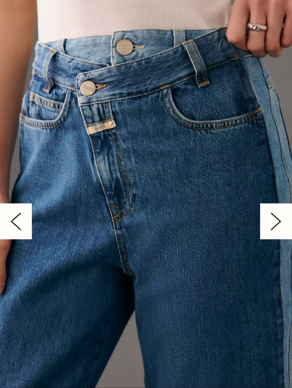Closed Averly Wide-Leg Cuffed Jeans w/ Asymmetric Waist, size 31, Made in Italy - Picture 2 of 13